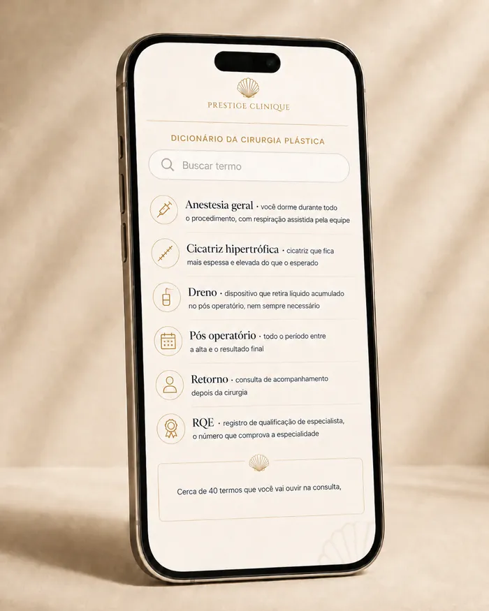 Dicionário da Cirurgia Plástica na tela do celular